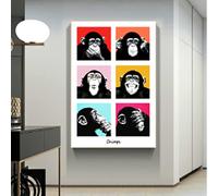dsdsgog 6 Monkeys Posters Animal Modern Decor Canvas Painting Wall Art Pictures For Living Room Decorations Gorilla Animal Prints 50x70cm Frameless