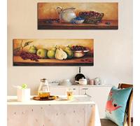 dsdsgog Frutta Still Painting Vintage Cucina Poster Stampa su Tela di Canapa di Arte Scandinavo Immagine Della Parete per Soggiorno Camera Da Letto Complementi Arredo Casa 30x60 cmx2 Senza Cornice