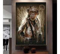 dsdsgog Moderna Graffiti Art Monkey Smoking Cigar Poster e Stampe su Tela Dipinti Wall Art Pictures for Living Room Decor 40x60cm Frameless
