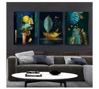dsdsgog Stampe su tela Pittura su tela Stile cinese Verde e oro Stampe su tela Wall Art Home Decor Art Canvas Poster e stampe 70x100cmx3 Frameless