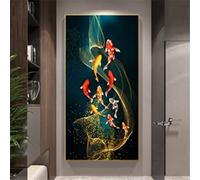 dsdsgog Stile cinese Red Koi Lucky Carp Anello annuale Wall Art Canvas Painting Fish Goldfish Poster Ingresso Home Decor 50x100cm Frameless