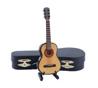 Dselvgvu Guitatura in miniatura in legno con stand e custodia Mini Strumento musicale Classic Replica Figurine da collezione Figurine Modello Decoraz