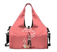 Dserfgiu Borsa da palestra da donna con scomparto per scarpe, tasche per riporre oggetti bagnati e asciutti, borsone da viaggio, tappetino da yoga portatile, Ragazza Abbraccia Cane, Misura unica