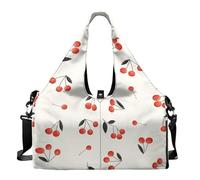 Dserfgiu Borsa da palestra da donna con scomparto per scarpe, tasche per riporre oggetti bagnati e asciutti, borsone da viaggio, tappetino da yoga portatile, Ciliegia, Misura unica