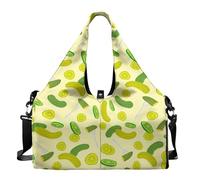 Dserfgiu Borsa da palestra da donna con scomparto per scarpe, tasche per riporre oggetti bagnati e asciutti, borsone da viaggio, tappetino da yoga portatile, Cetriolo, Misura unica