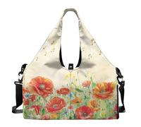 Dserfgiu Borsa da palestra da donna con scomparto per scarpe, tasche per riporre oggetti bagnati e asciutti, borsone da viaggio, tappetino da yoga portatile, Nota musicale floreale, Misura unica
