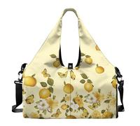 Dserfgiu Borsa da palestra da donna con scomparto per scarpe, tasche per riporre oggetti bagnati e asciutti, borsone da viaggio, tappetino da yoga portatile, Farfalla Fiore, Misura unica