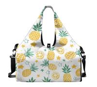 Dserfgiu Borsa da palestra da donna con scomparto per scarpe, tasche per riporre oggetti bagnati e asciutti, borsone da viaggio, tappetino da yoga portatile, Ananas Limone, Misura unica