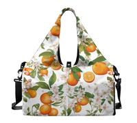 Dserfgiu Borsa da palestra da donna con scomparto per scarpe, tasche per riporre oggetti bagnati e asciutti, borsone da viaggio, tappetino da yoga portatile, Fiore d'arancione., Misura unica