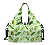 Dserfgiu Borsa da palestra da donna con scomparto per scarpe, tasche per riporre oggetti bagnati e asciutti, borsone da viaggio, tappetino da yoga portatile, Cetriolo, Misura unica