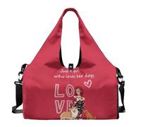 Dserfgiu Borsa da palestra da donna con scomparto per scarpe, tasche per riporre oggetti bagnati e asciutti, borsone da viaggio, tappetino da yoga portatile, Ragazza ama Corgi, Misura unica