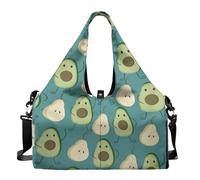 Dserfgiu Borsa da palestra da donna con scomparto per scarpe, tasche per riporre oggetti bagnati e asciutti, borsone da viaggio, tappetino da yoga portatile, avocado., Misura unica