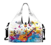 Dserfgiu Borsa da palestra da donna con scomparto per scarpe, tasche per riporre oggetti bagnati e asciutti, borsone da viaggio, tappetino da yoga portatile, Farfalla Ch, Misura unica