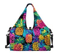 Dserfgiu Borsa da palestra da donna con scomparto per scarpe, tasche per riporre oggetti bagnati e asciutti, borsone da viaggio, tappetino da yoga portatile, Ananas Coloful, Misura unica