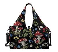 Dserfgiu Borsa da palestra da donna con scomparto per scarpe, tasche per riporre oggetti bagnati e asciutti, borsone da viaggio, tappetino da yoga portatile, Foglia di fungo, Misura unica