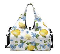 Dserfgiu Borsa da palestra da donna con scomparto per scarpe, tasche per riporre oggetti bagnati e asciutti, borsone da viaggio, tappetino da yoga portatile, Fiore Limone, Misura unica