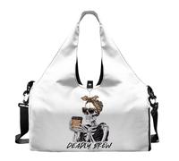 Dserfgiu Borsa da palestra da uomo con scomparto per scarpe, tasche per riporre oggetti bagnati e asciutti, borsone da yoga, borsa sportiva portatile, Teschio Deadly Brew, Misura unica