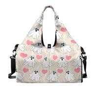 Dserfgiu Borsa da palestra per Halloween da donna con scomparto per scarpe, tasche per riporre oggetti bagnati e asciutti, borsone da viaggio per tappetino da yoga portatile, Cuore fantasma di