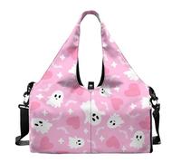 Dserfgiu Borsa da palestra per Halloween da donna con scomparto per scarpe, tasche per riporre oggetti bagnati e asciutti, borsone da viaggio per tappetino da yoga portatile, Cuore di pipistrello