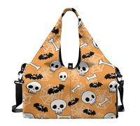 Dserfgiu Borsa da palestra per Halloween da donna con scomparto per scarpe, tasche per riporre oggetti bagnati e asciutti, borsone da viaggio per tappetino da yoga portatile, Osso di zucca teschio di
