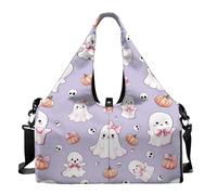 Dserfgiu Borsa da palestra per Halloween da donna con scomparto per scarpe, tasche per riporre oggetti bagnati e asciutti, borsone da viaggio per tappetino da yoga portatile, Teschio di zucca, Misura