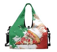 Dserfgiu Borsone da viaggio con scomparto per scarpe, tasche per riporre oggetti bagnati e asciutti, borsa da palestra da uomo, borsa sportiva portatile per tappetino da yoga, Pizza Bandiera Italiana