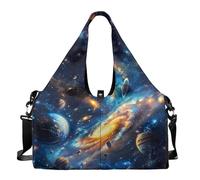 Dserfgiu Borsone da viaggio con scomparto per scarpe, tasche per riporre oggetti bagnati e asciutti, borsa da palestra da uomo, borsa sportiva portatile per tappetino da yoga, Pianeta dell'Universo