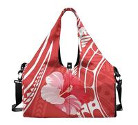 Dserfgiu Polynesia - Borsa da palestra da donna con scomparto per scarpe, tasche per riporre oggetti bagnati e asciutti, borsone da viaggio per tappetino da yoga portatile, Ibisco Rosa, Misura unica
