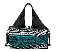Dserfgiu Polynesia - Borsa da palestra da donna con scomparto per scarpe, tasche per riporre oggetti bagnati e asciutti, borsone da viaggio per tappetino da yoga portatile, Pttern Tribale Blu, Misura