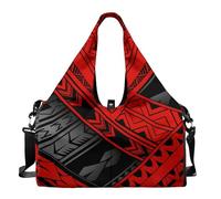 Dserfgiu Polynesia - Borsa da palestra da donna con scomparto per scarpe, tasche per riporre oggetti bagnati e asciutti, borsone da viaggio per tappetino da yoga portatile, Motivo tribale., Misura