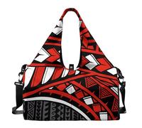Dserfgiu Polynesia - Borsa da palestra da donna con scomparto per scarpe, tasche per riporre oggetti bagnati e asciutti, borsone da viaggio per tappetino da yoga portatile, Tatuaggio Tribale, Misura