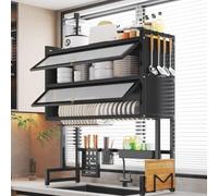 DSEWTEZXI Doppio strato scolaposate lavello, scola piatti da organizer portaposate, scolapiatti da lavello appoggio, appoggio sopra lavandino cucina, per Organizzatore e Conservazione.(95cm)