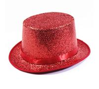 DSFDFDG Cappello A Cilindro Glitterato A Tesa Larga A Festivo A Corta Costume Da Mago For Raduni All'aperto(Red)