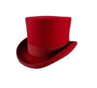 DSFDFDG Cappello a Cilindro in Feltro di Poliestere for Uomo Donna Cappello Alto a a Vestito da Festa Fedora Mago teatro(Red,XL)