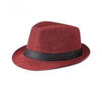 DSFDFDG Cappello da jazz a cilindro in lino spiaggia for uomo e donna for protezione solare esterno primaverile ed estivo(Red)