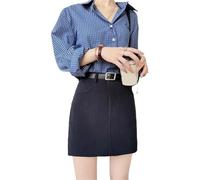 DSFDFDG Corduroy Bodycon Skirt for Women Spring Summer High-Waisted Slimminga Flattering Anti-Exposure Midi(Dark Gray,XL)
