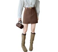 DSFDFDG Corduroy Bodycon Skirt for Women Spring Summer High-Waisted Slimminga Flattering Anti-Exposure Midi(Coffee,M)