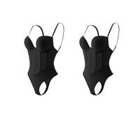 DSFDFDG Corsetto Intimo di grandi dimensioni Retratto Abito da sera stretto da sposa Intimo modellante senza schienale Body modellante sexy Sling Body intero(Black2PCS,S)
