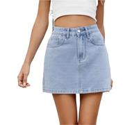 DSFDFDG Gonna in Jeans da Donna Gonna Corta in Denim, Minigonna in Denim, Gonna in Denim da Donna, Minigonna Estiva per Le Vacanze, La Scuola(Light Blue,XXL)