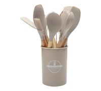 DSFDFDG Leccapentole Silicone 12 Pezzi/Set Prodotti da Cucina in Silicone Set di Utensili Kit cucchiai taglierina for Biscotti in Legno Strumento Cottura Accessori(Khaki)