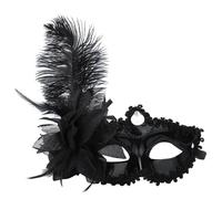 DSFDFDG Maschera Di Piume Da Palla Nera Halloween Accessori Festa Cigno Nero Mezzo Viso Per Halloween Masquerade(Black)