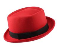 DSFDFDG Uomo Donna Top Pork Pie Cappelli Bowtie Band Fedora Cappellino Trilby Cappellini Jazz Party Viaggi all'aperto(Red)