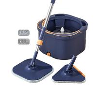 DSFGRTJ Mocio Lavapavimenti con Secchio, 2-in-1 con Sistema di Separazione Automatica dell'Acqua Sporca E Pulita, 360° Mocio Pavimenti Autostrizzante Rotante, con 6 Ricambio Mocio Microfibra(Blue)