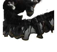DSFIHJO 5,5 cm di Larghezza Bianco Nero Pieghettato Chiffon Piega Elastico Tulle Pizzo Volant Bordo Nastro Abito Collare Applique for Accessori da Cucire(Black)