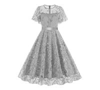 DSFIHJO Abito da Sera Vintage con Paillettes, Elegante Abito da Festa in Tulle Ricamato, da Donna, retrò, Rockabilly(Blue,S)