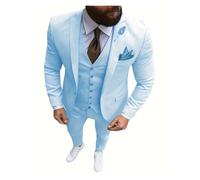 DSFIHJO Abito da testimone Abiti da uomo, 3 pezzi, sposo, migliore, vestibilità slim, elegante, for eventi formali (giacca + pantaloni + gilet) Abito completo uomo(Light Blue,PACK OF 3_XXL)