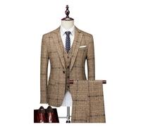 DSFIHJO Abito da testimone Completo da tre pezzi con un bottone, matrimonio, casual, lavoro, formale, gilet e pantaloni Abito completo uomo(Yellow,Asian 5XL is Eur 3XL)