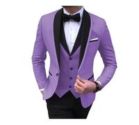 DSFIHJO Abito da testimone Completo da uomo in 3 pezzi, completo sposo, giacca, gilet, pantaloni, smoking, vestibilità slim, formale, business Abito completo uomo(Light Purple,6XL)