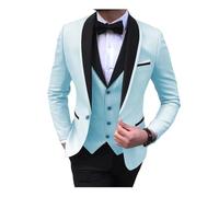 DSFIHJO Abito da testimone Completo da uomo in 3 pezzi, completo sposo, giacca, gilet, pantaloni, smoking, vestibilità slim, formale, business Abito completo uomo(Light Blue,6XL)