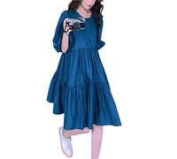 DSFIHJO Abito Premaman Vestito Estivo da Donna Incinta, A Trapezio, con Maniche A Sbuffo, Scollo A V, Tinta Unita, Abito Ballo for maternità, Dolce, Corto, Largo, Carino(Color1,XXL)